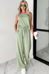 Minimalist Chic Sleeveless Crew Neck Ribbed Wide Leg Lounge Pants Set